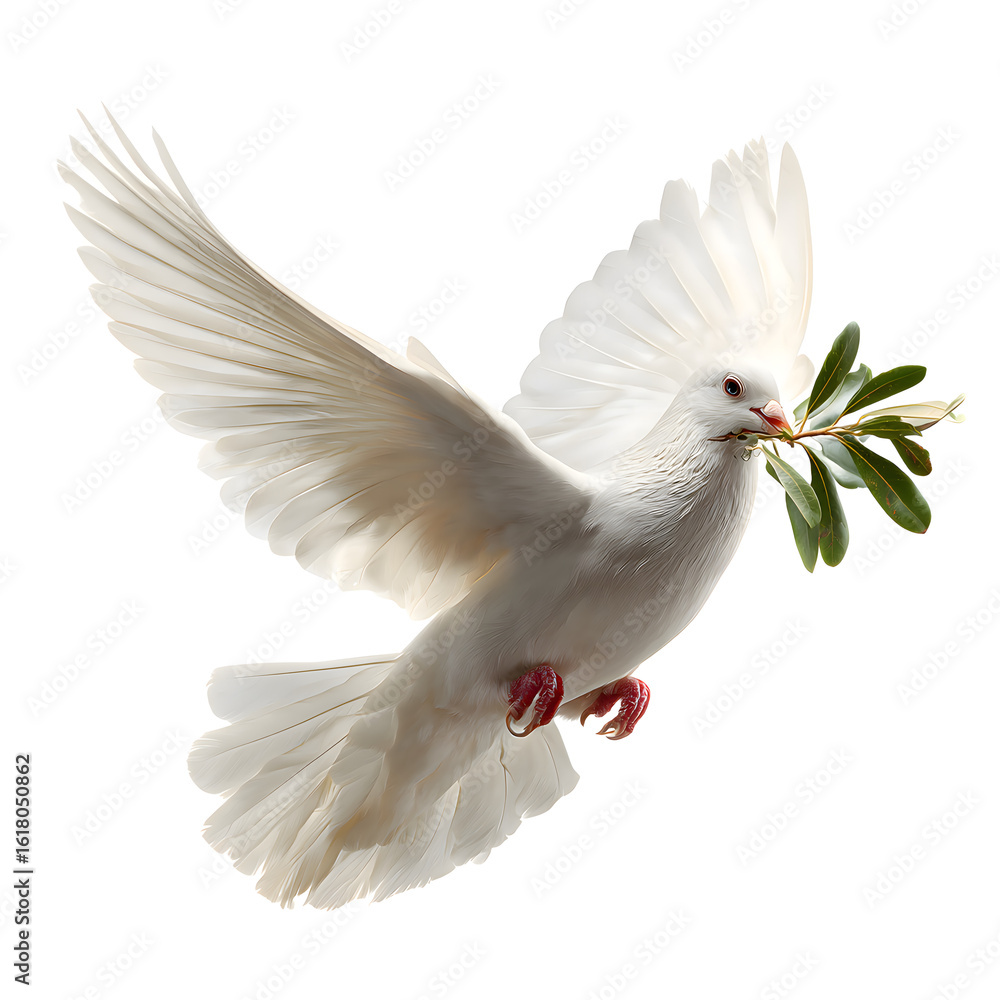 Obraz premium Dove of Peace in Flight | Wings of Hope and Harmony | A Messenger Bearing the Olive Branch | Serenity in Motion | Symbol of Unity and Light | Flight Toward a Peaceful World. 