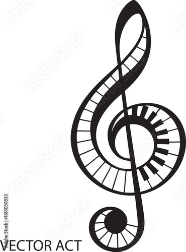 treble clef piano vector silhouette, music logo, musical design, piano keys circle, artistic music symbol, melody icon, creative music art, black and white music symbol, instrumental icon, piano and c