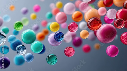Floating Translucent Pastel Spheres Abstract Background