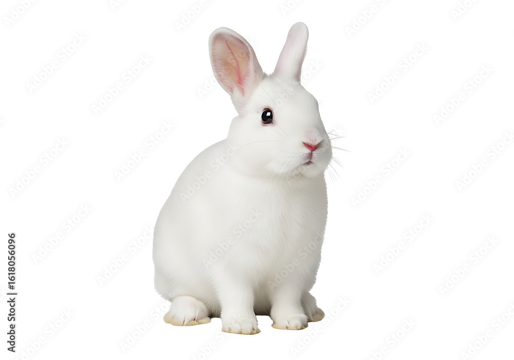 Fototapeta premium White rabbit with alert expression.
