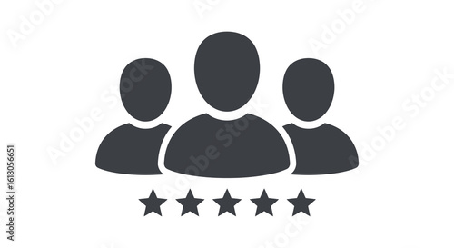 Customer review icon with five stars representing a positive rating experience