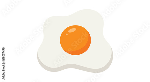 Fried Egg Cartoon Illustration Isolated on White Background for Breakfast or Cooking