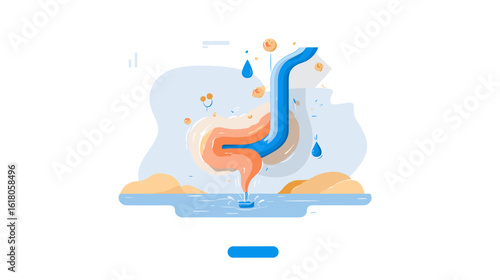 Abstract design of flowing liquids in pastel colors with droplets  