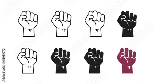 Diverse fists raised in solidarity and protest representing unity and empowerment