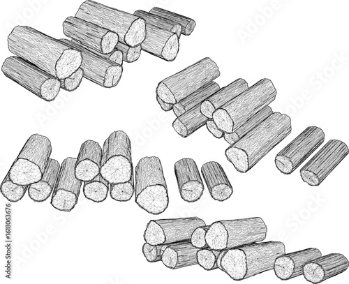 vector illustration design of a pile of firewood for interior decoration