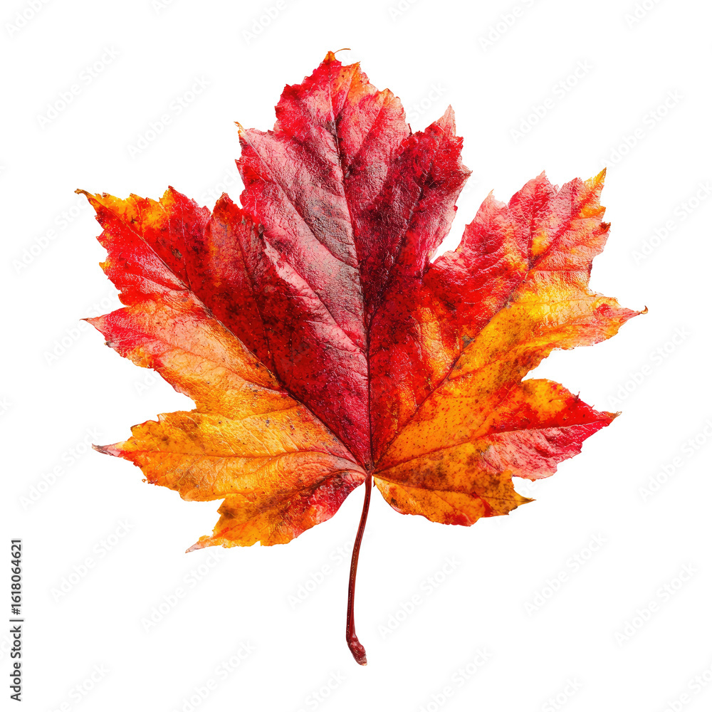 Fototapeta premium Vibrant autumn leaf, rich in reds and oranges