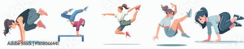 vector of a female parkour