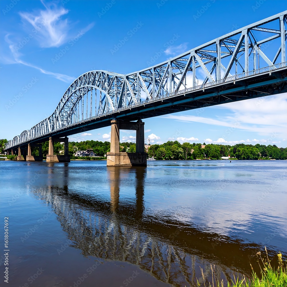 Obraz premium Steel arch bridge over river (2)