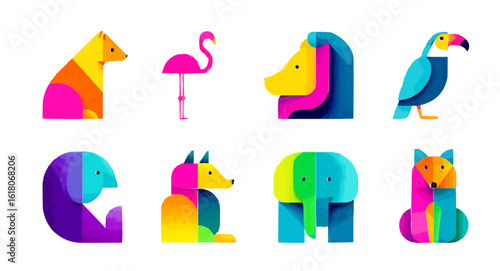 Isolate, vector icons, set of fabulous characters and things, design element, creative style Origami, vector graphics for sites, landings, ads, web design