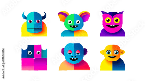 Isolate, vector icons, set of fabulous animals and characters and things, design element, creative style Origami, vector graphics for sites, landings, ads, web design