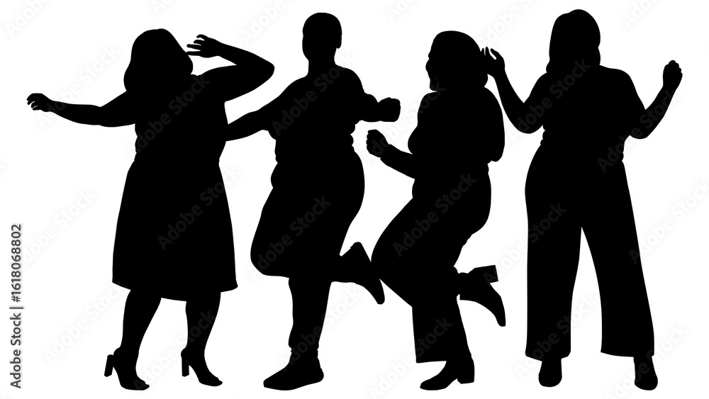 Fototapeta premium Confident chubby png women silhouette, black design