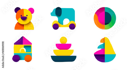 Isolate, vector icons, set of fabulous animals and characters and things, design element, creative style Origami, vector graphics for sites, landings, ads, web design