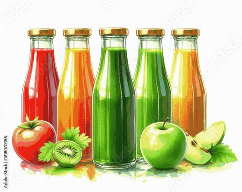 Celery Light Fruit and vegetable blender bottle isolated watercolor vector illustration svg