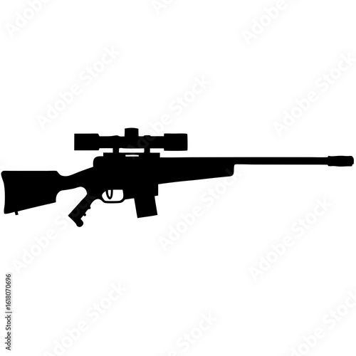 Sniper Rifle Silhouette Vector Isolated"