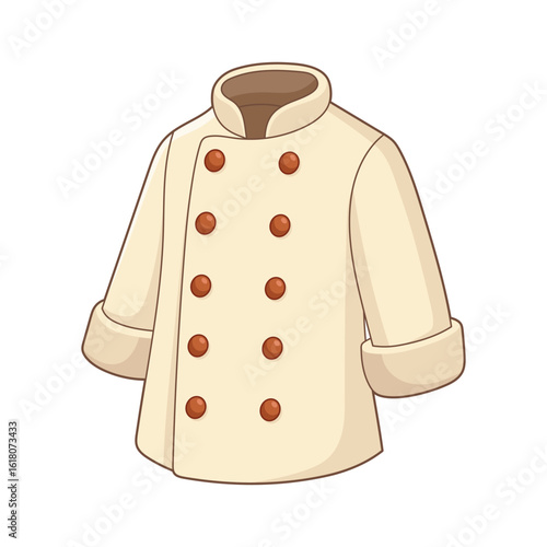 Chef's Jacket: A classic culinary attire with brown buttons, clean design.