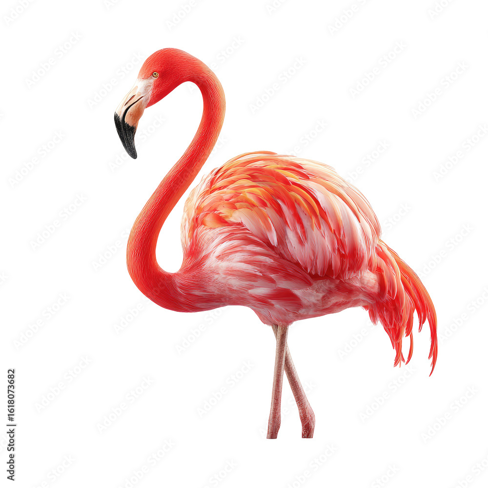 Obraz premium Flamingo in profile, vibrant colors