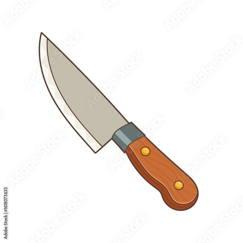 A versatile kitchen knife with a wooden handle, ready for culinary creations.