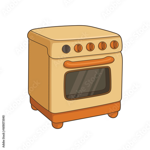 Cartoon oven illustration: a culinary appliance, simple cooking appliance art.