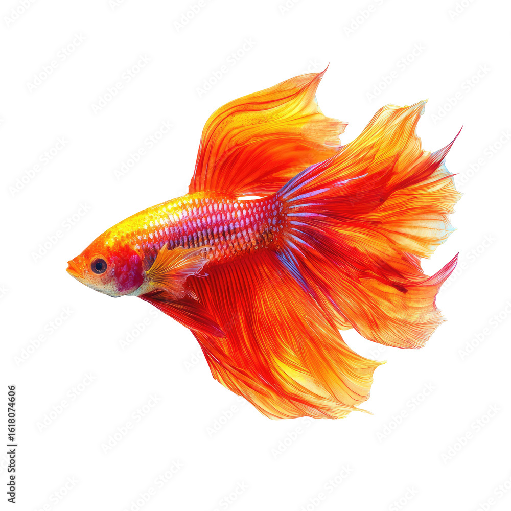Fototapeta premium Vibrant orange and red betta fish