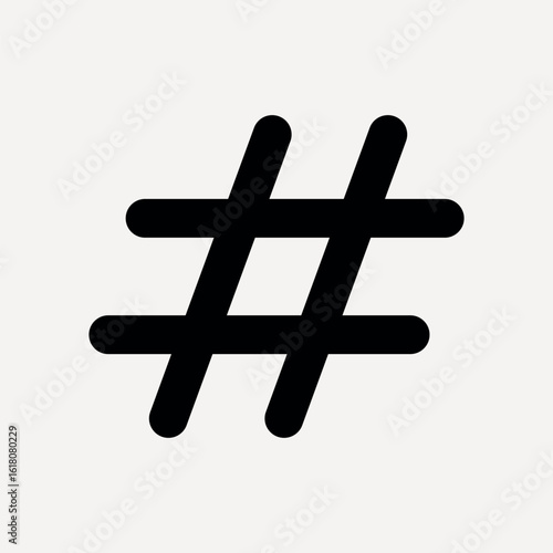 Black hashtag flat icon vector
