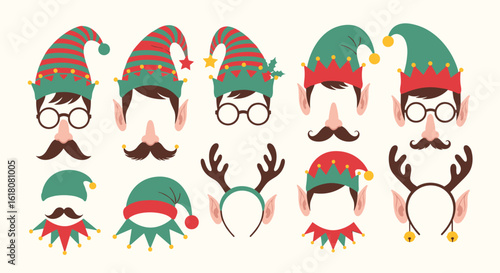 Festive elf photo booth props for christmas and holiday celebrations