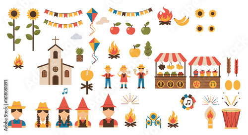 Brazilian festa junina celebration elements and traditional symbols