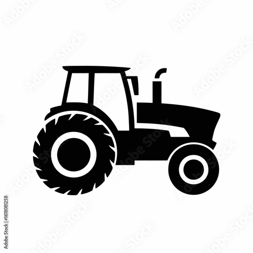 Black Tractor Icon for Agriculture and Farming Use