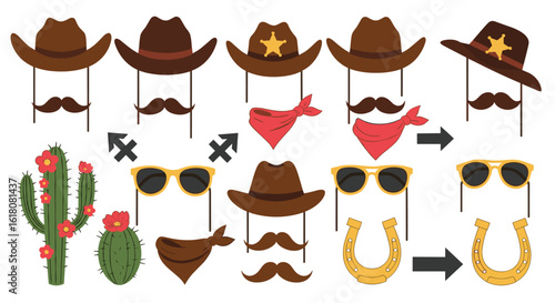 Wild west photo booth props for western party fun