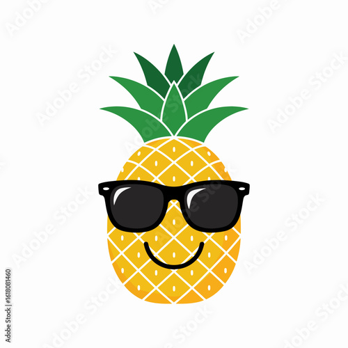 Cool Pineapple Character with Sunglasses Design