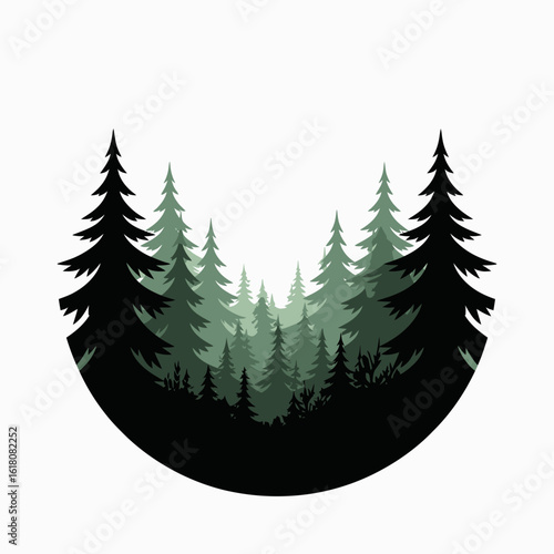 Forest Silhouette in Circular Design