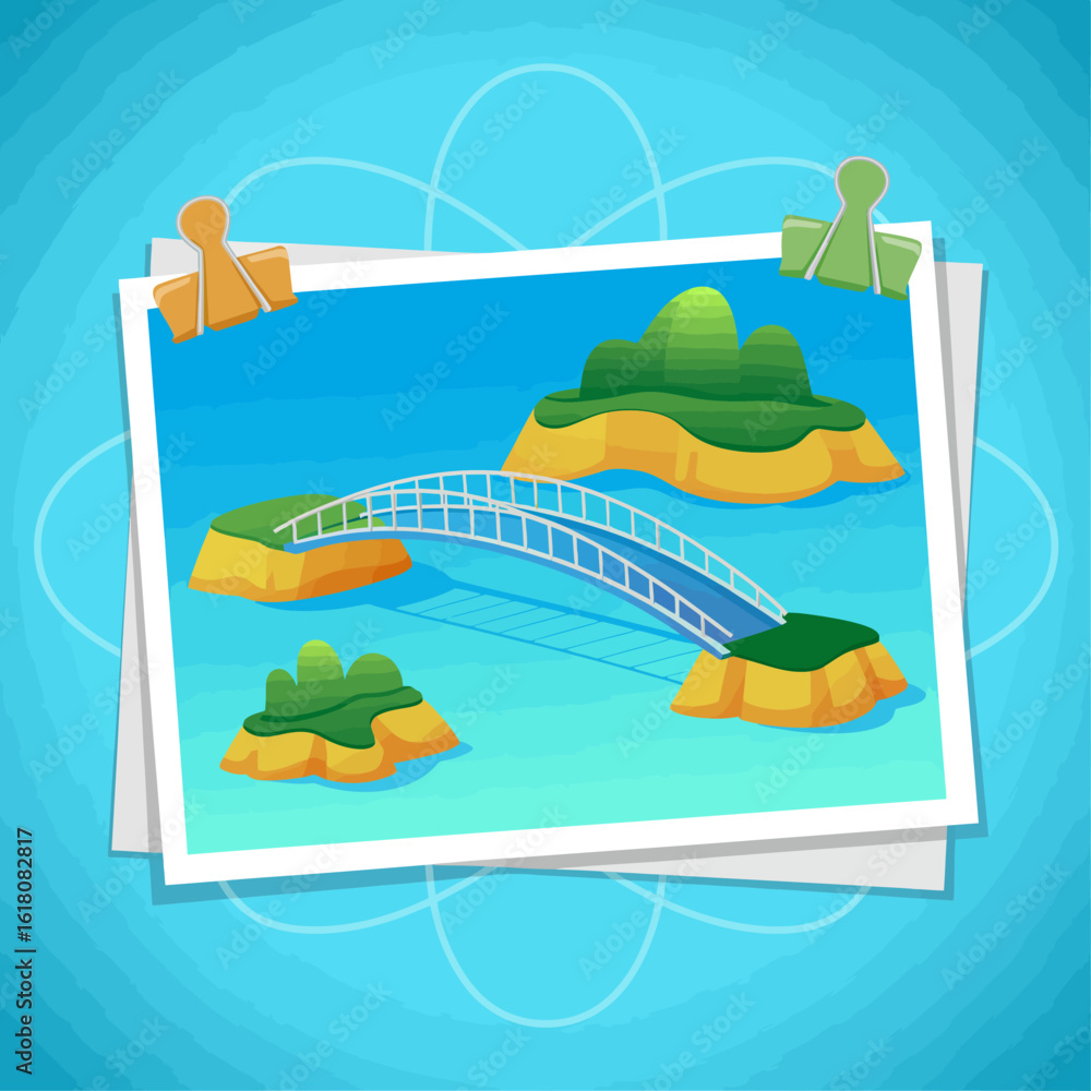 Naklejka premium Scenic Illustration of a Bridge Over Water