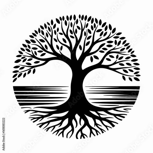 Tree Silhouette in Circular Design