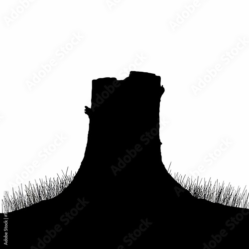 Tree Stump Silhouette with Grass Background