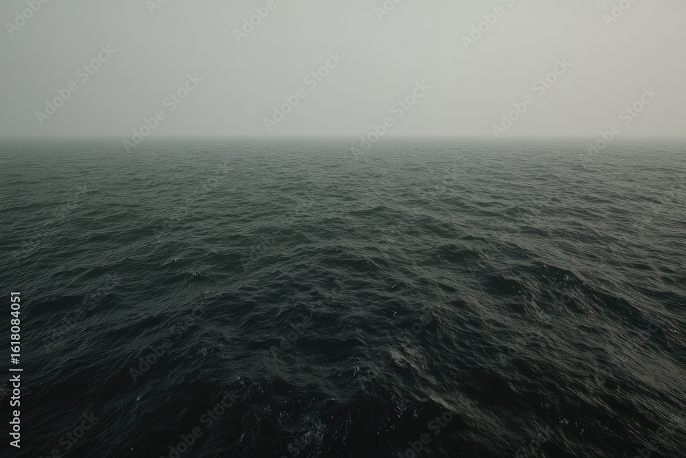 Obraz premium Vast, dark sea, shrouded in fog