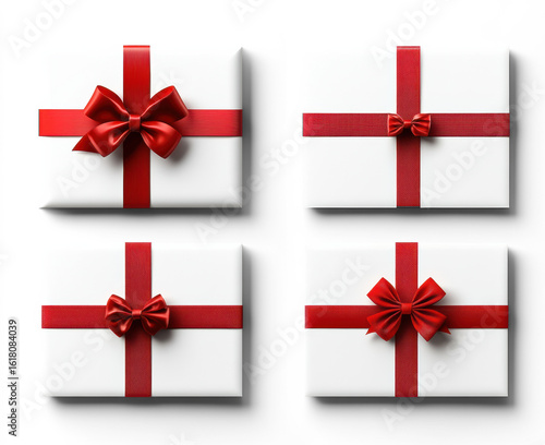Elegant Red Ribbons on Wrapped Gifts