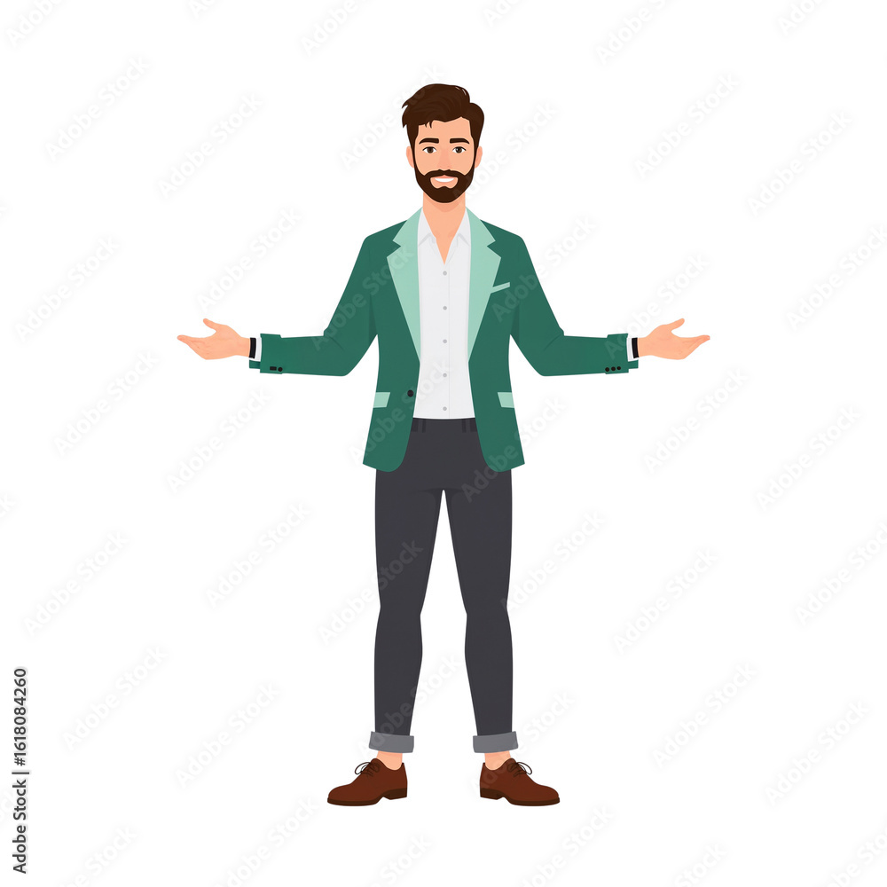 Welcoming business professional in open posture on transparent background presentation friendly Welcoming business professional in open posture on transparent background presentation friendly