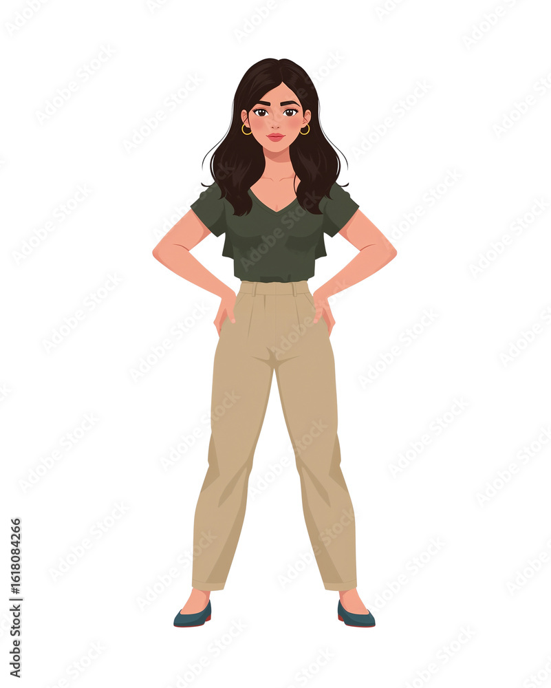 Fototapeta premium Confident young woman standing tall against an isolated transparent setting expressing power and