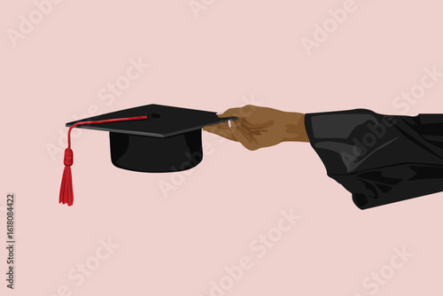 Graduation cap, aesthetic illustration vector