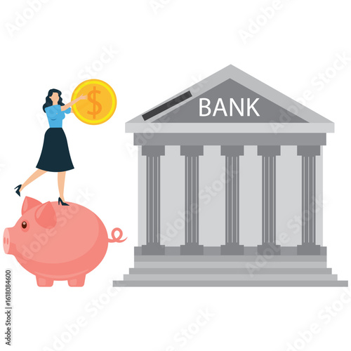 Investor Depositing Money into Finance Growth Fund Illustration