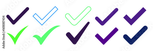 Blue Check mark Icon Set – Vector Tick Symbols on Transparent.PNG