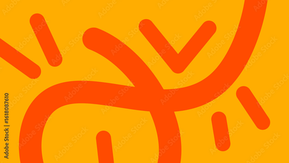 Fototapeta premium Red Minimal Curves on Bright Yellow Abstract
