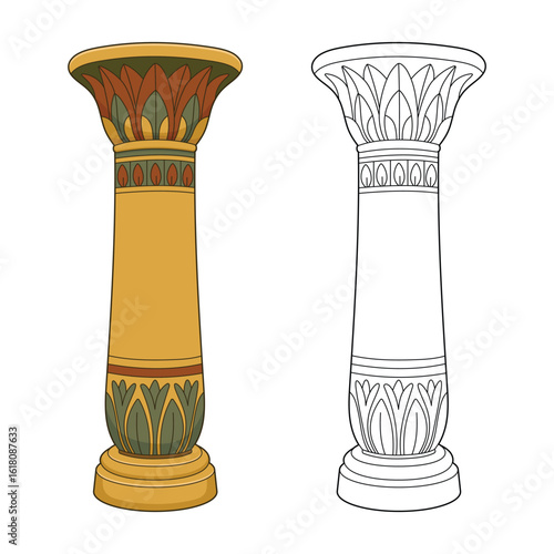 Elegant depiction of an ancient column, showcasing architectural details.
