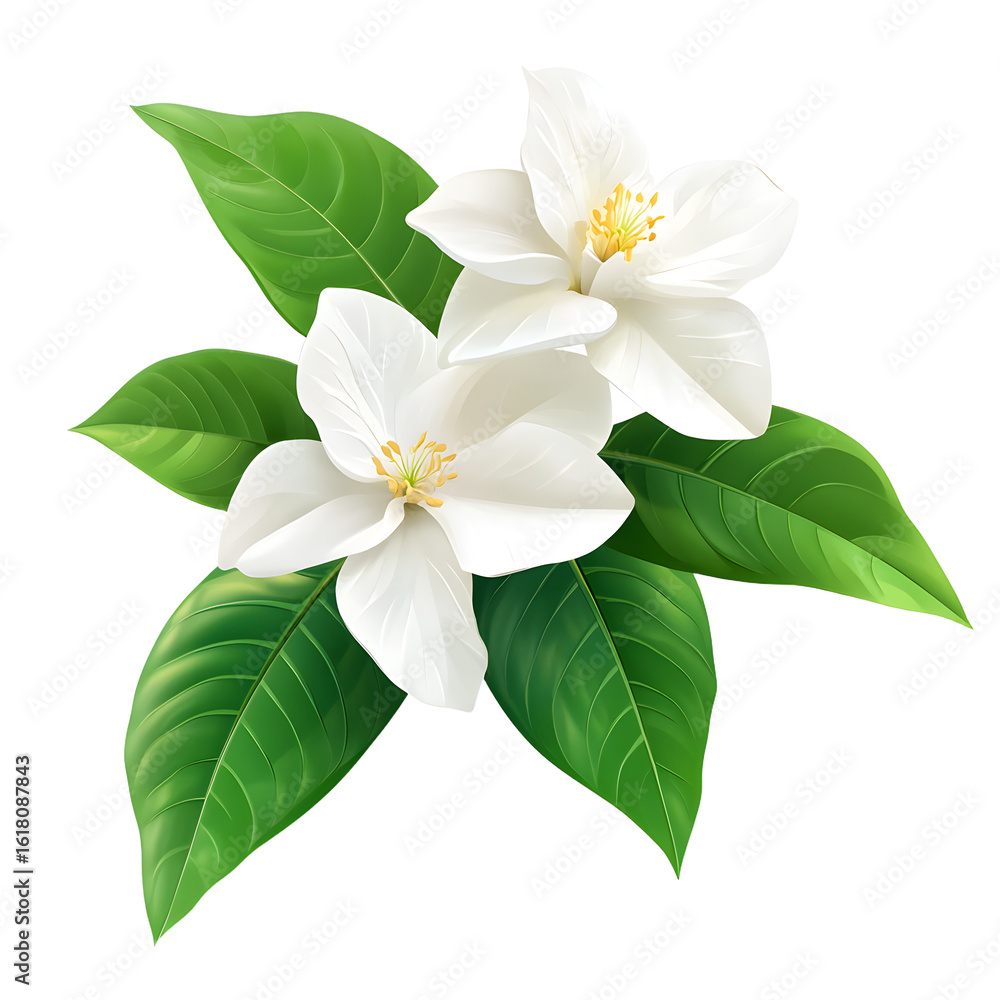 Fototapeta premium Elegant White Flowers Blossoming Amid Verdant Leaves