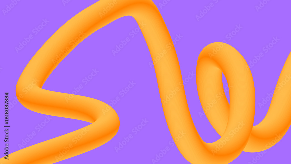 Fototapeta premium Swirling Orange Tube on Violet Background