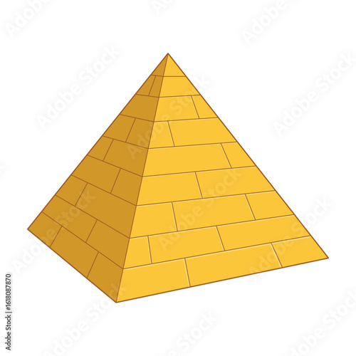 Golden geometric pyramid with brick pattern, reminiscent of ancient wonders.