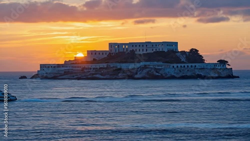 Tourist cruise going to Alcatraz.