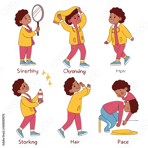 10 icons of kids getting ready in the morning