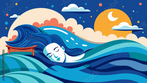 Ocean Waves Form Sleeping Figure – Peace & Dream Subconscious