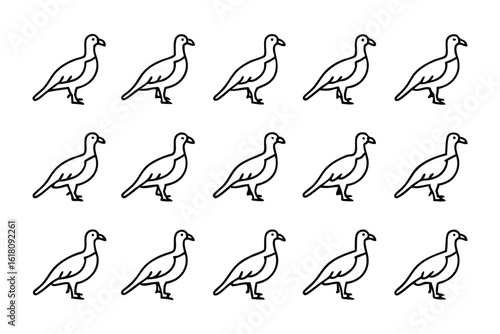 Bird Line Art: A monochrome illustration featuring multiple birds, designed with a clean line art style suitable for various design applications, offers versatility.