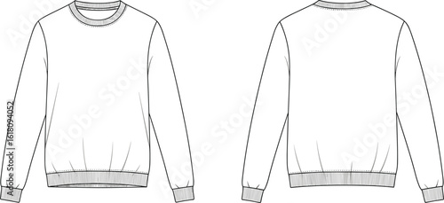 Flat vector illustration of a basic crewneck sweatshirt for casual wear. Simple and stylish design for everyday comfort and wardrobe essentials in multiple colors.